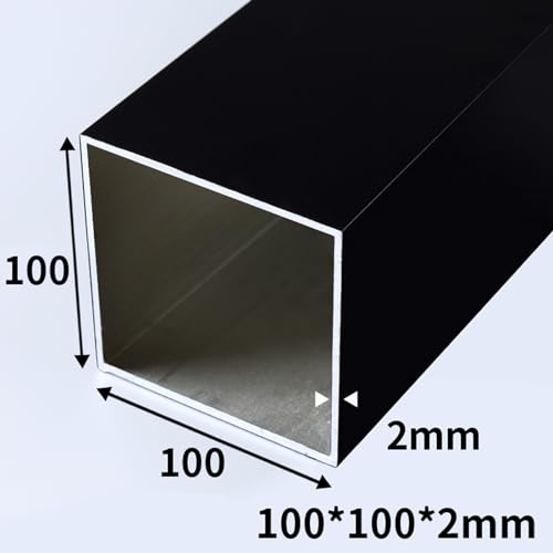 Kwweeoo Black Aluminum Square Tubing 4Pcs 100mm x 100mm x 2050mm Long Wall Thickness 2mm, 4 Pack 4 inch 4" Aluminum Square Tube Black Color 4 x 4 x 0.08 x 80.71" inch (Appr)